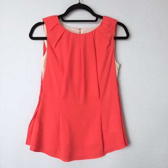 VERO MODA ASOS Orange Beige Layered Chiffon Sleeveless Top - Picture 3 of 7